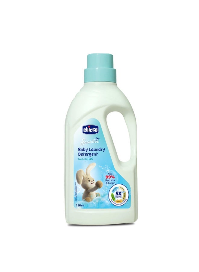 Chicco Baby Liquid Laundry Detergent, 5X Stain & Germ Fighter, Kills 99% Of Germs, Dermatologically Tested For Effective & Gentle Cleaning, Fresh Spring (1 L) - Image 1